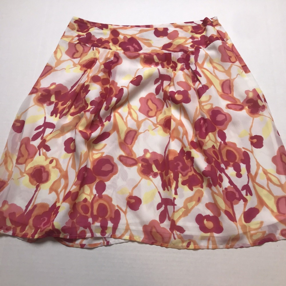 Relativity Red Pink Abstract Floral Skirt Size 6P A365